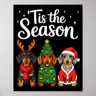 Es ist die Saison Dachshund Weihnachten Santa Wien Poster