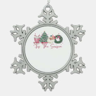 Es ist die Saison Frohe Weihnachten Süße Weihnacht Schneeflocken Zinn-Ornament