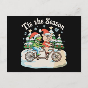 Es ist die Saison Frosch Kröte Fahrrad Weihnachtsm Feiertagspostkarte