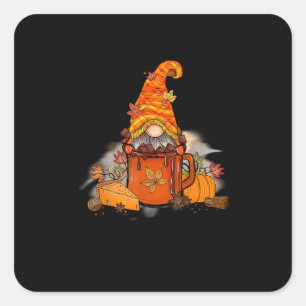 Es ist die Saison Gnomie Herbst Kaffee Retro Vinta Quadratischer Aufkleber