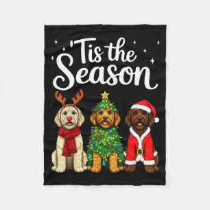 Es ist die Saison Goldendoodle Weihnachten Santa D Fleecedecke