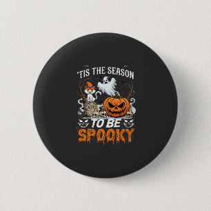 Es ist die Saison Grusel Halloween Kürbis Geist Button