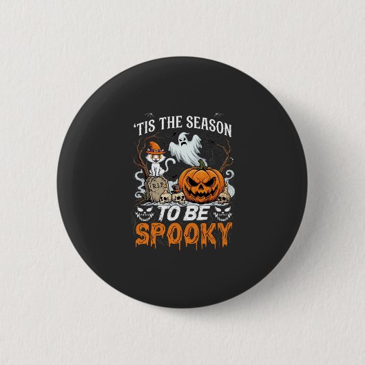 Es ist die Saison Grusel Halloween Kürbis Geist Button (Vorderseite)