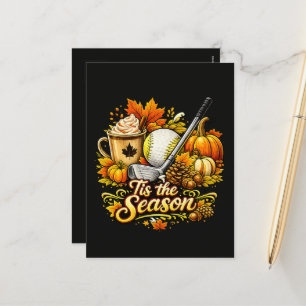 Es ist die Saison Herbst Golf Kürbis Gewürz Kaffee Feiertagspostkarte