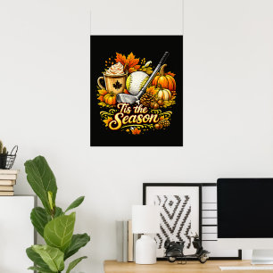 Es ist die Saison Herbst Golf Kürbis Gewürz Kaffee Poster