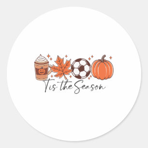 Es Ist Die Saison Herbstfußball Thanksgiving Kaffe Runder Aufkleber