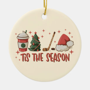 Es ist die Saison Hockey-Wintersport-Feiertag  Keramik Ornament