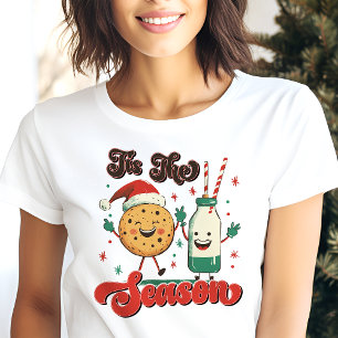 Es ist die Saison Kekse und Milch Lustiges Weihnac Tri-Blend Shirt