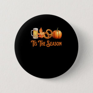 Es ist die Saison Kürbis Bier Brezel Herbst Lustig Button