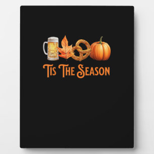 Es ist die Saison Kürbis Bier Brezel Herbst Lustig Fotoplatte