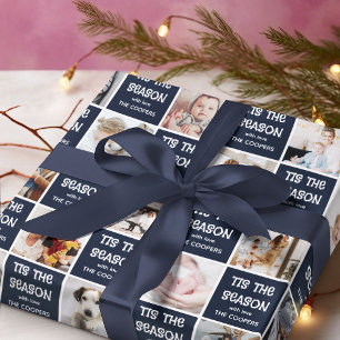 Es ist die Saison Lustiger Foto-Grid Weihnachtsges Geschenkpapier