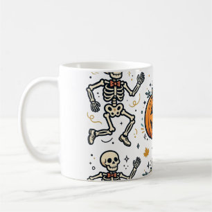 Es ist die Saison Retro-Skelett-Kürbis-Geister-Tri Kaffeetasse