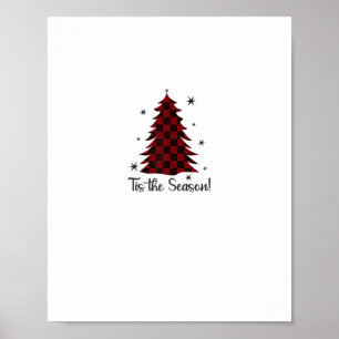Es ist die Saison rote Karo-Weihnachtsbaum Poster