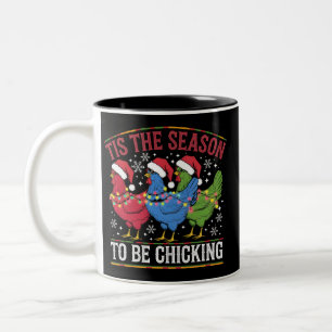 Es ist die Saison, um Weihnachts-Hühnchen-Western Zweifarbige Tasse