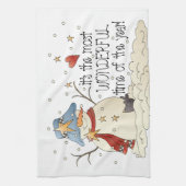 Es ist die schönste Zeit des Jahres Schneemann Geschirrtuch (Vertikal)