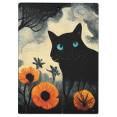 Es ist die schönste Zeit des Jahres schwarze Katze Klemmbrett (Rückseite)