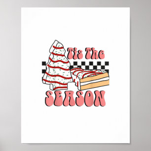 Es ist die Weihnachtszeit Baum Groovy Retro Debbie Poster