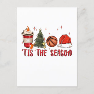 Es ist die Weihnachtszeit Xmas Basketball  Einladungspostkarte