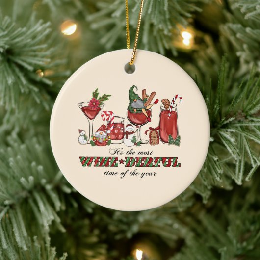 Es ist die wine-derful Zeit Keramik Ornament (Baum)