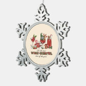Es ist die wine-derful Zeit Schneeflocken Zinn-Ornament (Rechts)