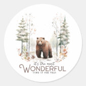 Es ist die wunderbarste Zeit des Jahres, Bär Runder Aufkleber (Vorderseite)