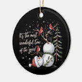 Es ist die wunderbarste Zeit des Jahres Schneemann Keramik Ornament (Links)