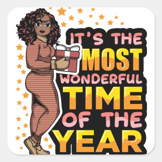 Es ist die wunderbarste Zeit des Jahres Weihnachte Quadratischer Aufkleber (Vorderseite)