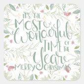Es ist die wunderbarste Zeit des Jahres Weihnachte Quadratischer Aufkleber (Vorderseite)