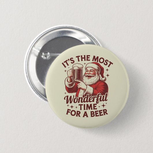 Es ist die wunderbarste Zeit für ein Bier Weihnach Button (Vorne & Hinten)