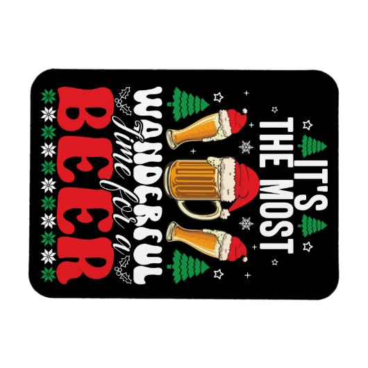 Es ist die wunderbarste Zeit für ein Bier Weihnach Magnet (Horizontal)
