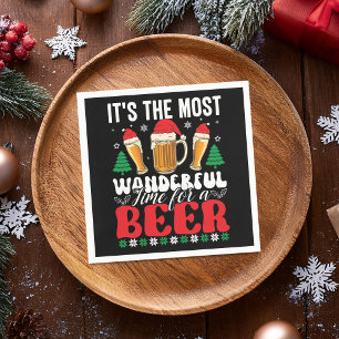 Es ist die wunderbarste Zeit für ein Bier Weihnach Serviette