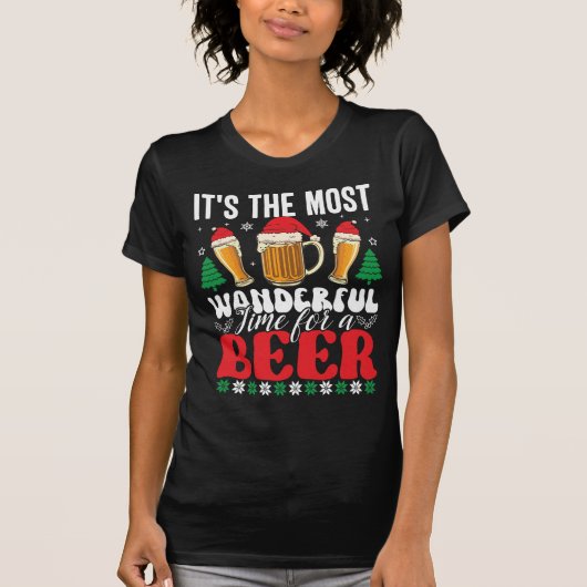 Es ist die wunderbarste Zeit für ein Bier Weihnach T-Shirt (Vorderseite)