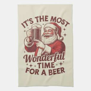 Es ist die wunderbarste Zeit für einen Bier-Santa- Geschirrtuch