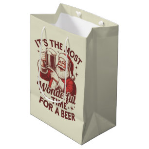 Es ist die wunderbarste Zeit für einen Bier-Santa- Mittlere Geschenktüte