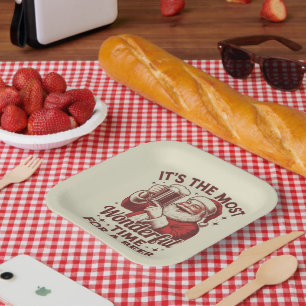 Es ist die wunderbarste Zeit für einen Bier-Santa- Pappteller