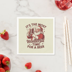 Es ist die wunderbarste Zeit für einen Bier-Santa- Serviette