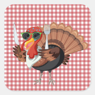 Es ist die Zeit der Türkei mit dem roten Schachbre Quadratischer Aufkleber