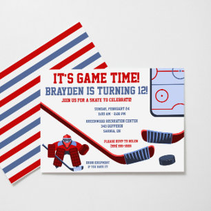 Es ist die Zeit des Spiels! Ice Hockey Birthday Pa Einladung