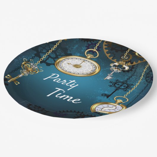 Es ist die Zeit für ein Party Pappteller (Schrägansicht)