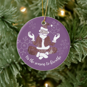 Es ist die Zeit, Yoga-Atem Santa zu personalisiere Keramik Ornament