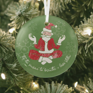 Es ist die Zeit zum Atmen Yoga Santa Ornament Aus Glas