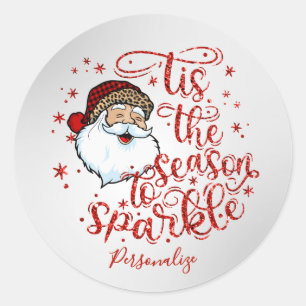 Es ist die Zeit zum Funkeln Santa-Design Personali Runder Aufkleber