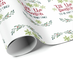 Es ist die Zeit zum Stricken im Winter Weihnachten Geschenkpapier