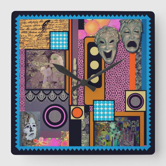 Es ist Drama-Zeit-Wanduhr Quadratische Wanduhr (Vorderseite)