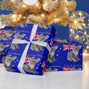 Es ist ein Aussie Weihnachten mit einem Koala Geschenkpapier