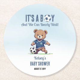 Es ist ein Baby Baby Baby Baby Baby Shower Bearly Runder Pappuntersetzer