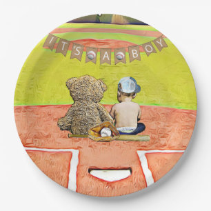 Es ist ein Baby, Baseball-Babydusche Pappteller