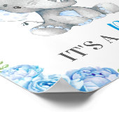 Es ist ein Baby Blue Elephant Baby Shower Sprinkle Poster (Ecke)