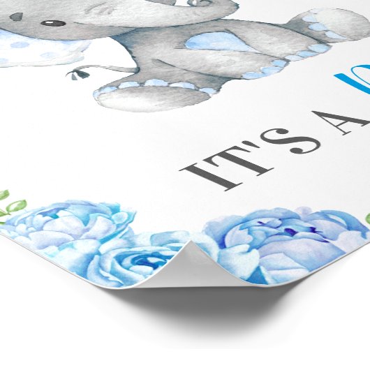 Es ist ein Baby Blue Elephant Baby Shower Sprinkle Poster (Ecke)