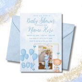 Es ist ein Baby Blue Gold Custom Foto Baby Shower Einladung